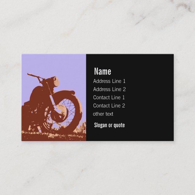 Tarjeta de visita de la motocicleta del vintage (Anverso)
