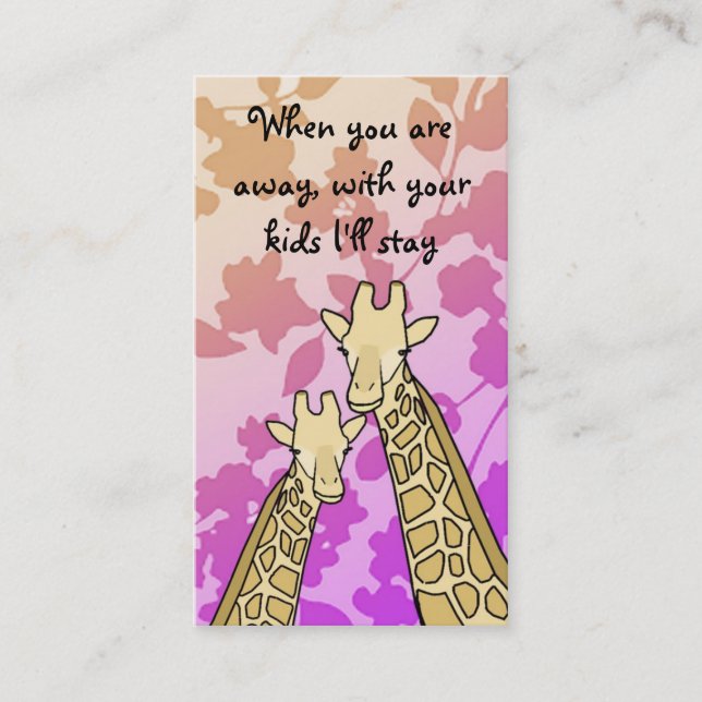 Tarjeta de visita de la nin@era (Anverso)