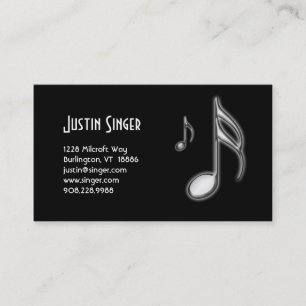 Tarjeta de visita de la nota de la música