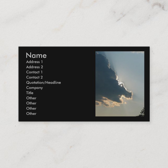 Tarjeta de visita de la nube del hipopótamo (Anverso)