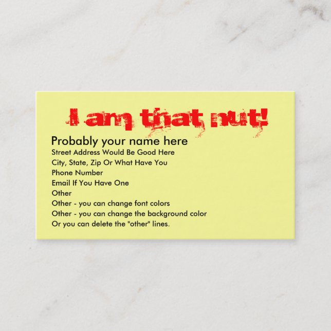 Tarjeta de visita de la nuez ATV del patio (Anverso)