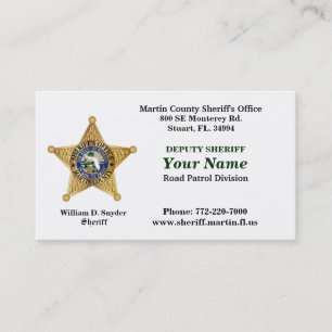 Tarjeta de visita de la oficina del sheriff del