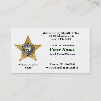 Tarjeta de visita de la oficina del sheriff del