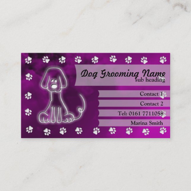 Tarjeta de visita de la preparación del perro (Anverso)