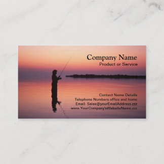 Tarjeta de visita de la puesta del sol de la pesca