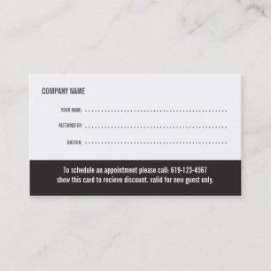 Tarjeta de visita de la remisión de la optometrí