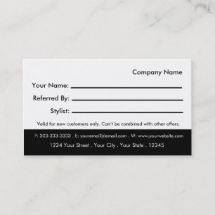 Tarjeta de visita de la remisión del salón