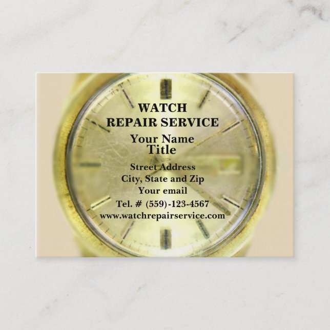 Tarjeta de visita de la reparación del reloj (Anverso)