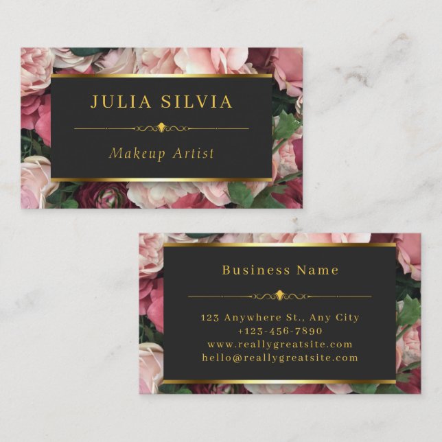 Tarjeta de visita de la Rosa Artista de maquillaje (Anverso / Reverso)