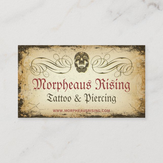 Tarjeta de visita de la sala del tatuaje del (Anverso)