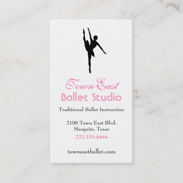 Tarjeta de visita de la silueta del ballet (Anverso)