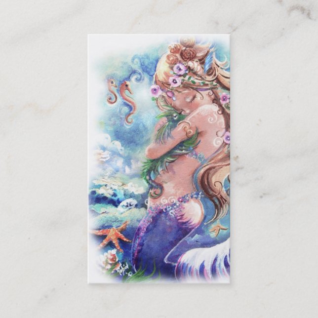 Tarjeta de visita de la sirena y del dragón (Anverso)