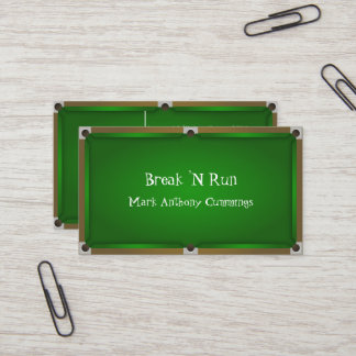 Tarjeta de visita de la tabla de billares