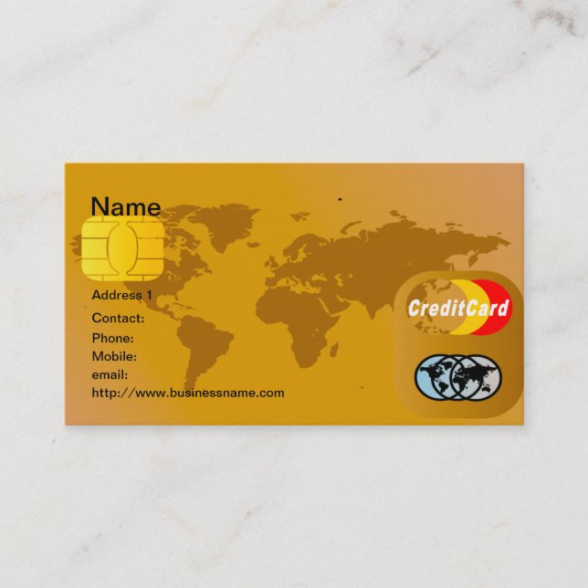 Tarjeta de visita de la tarjeta de crédito (Anverso)