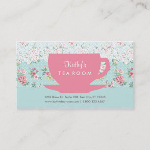 Tarjeta de visita de la taza y de la tetera de té