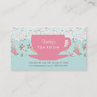 Tarjeta de visita de la taza y de la tetera de té