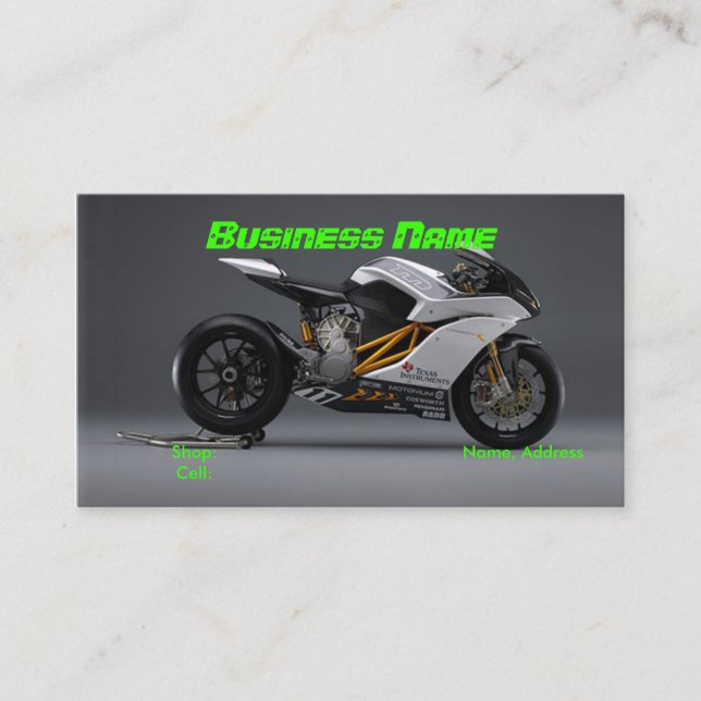 Tarjeta de visita de la tienda de la motocicleta (Anverso)