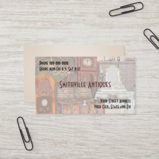 Tarjeta de visita de la tienda de muebles antiguos (Anverso/Reverso In Situ)
