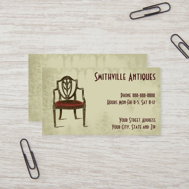 Tarjeta de visita de la tienda de muebles antiguos (Anverso/Reverso In Situ)