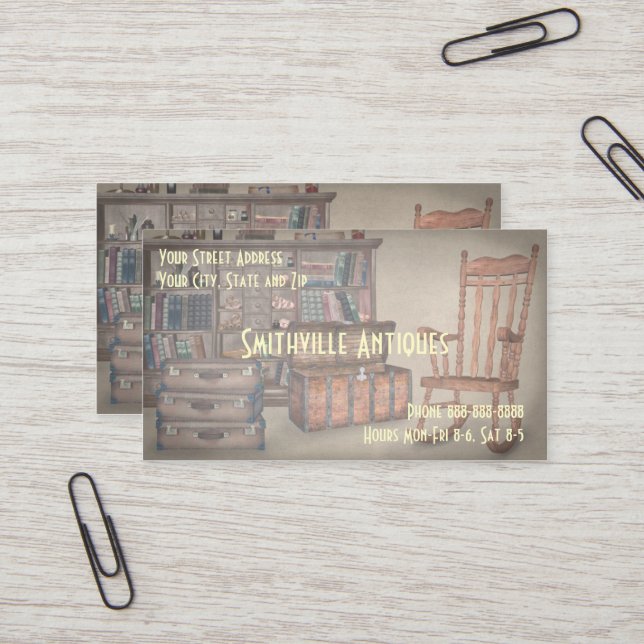 Tarjeta de visita de la tienda de muebles antiguos (Anverso/Reverso In Situ)