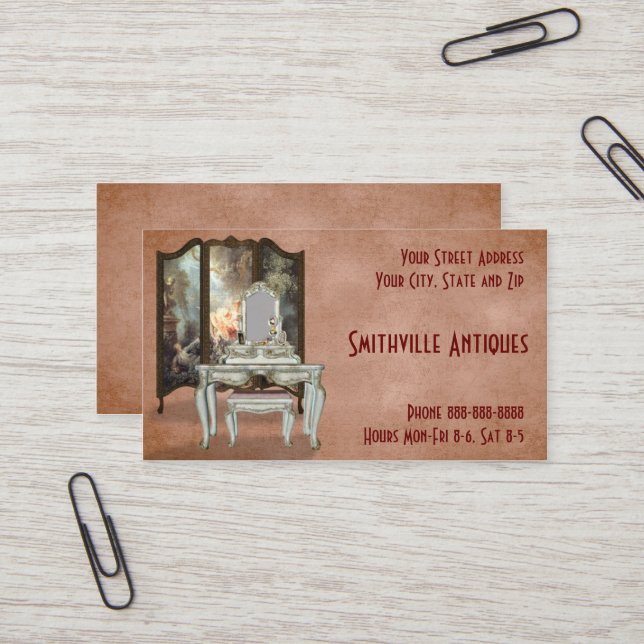 Tarjeta de visita de la tienda de muebles antiguos (Anverso/Reverso In Situ)