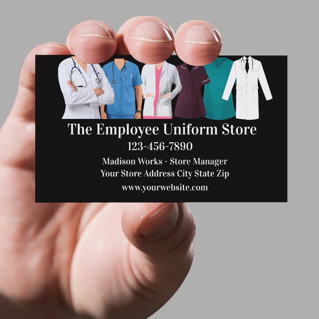 Tarjeta de visita de la tienda de uniformes médico (Subido por el creador)