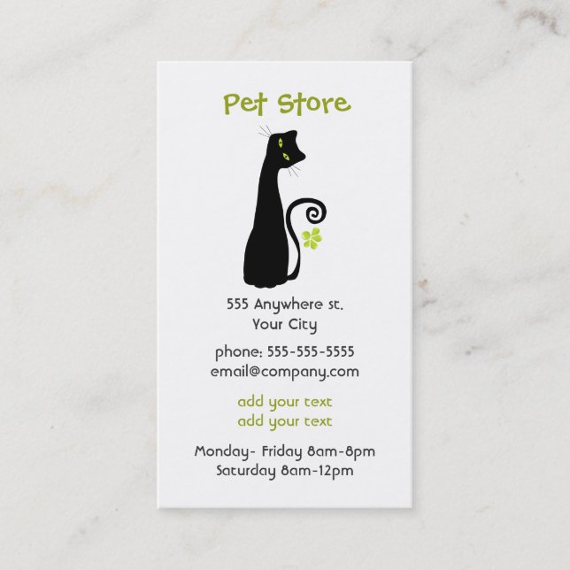 Tarjeta de visita de la tienda del mascota (Anverso)