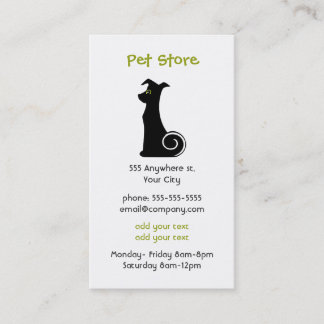 Tarjeta de visita de la tienda del mascota