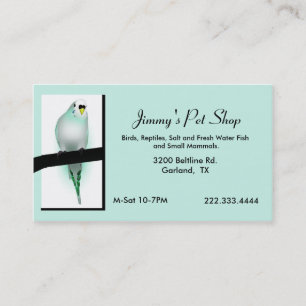 Tarjeta de visita de la tienda Mint Green Parakeet