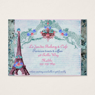 Tarjeta de visita de la Torre Eiffel rosa y azul r