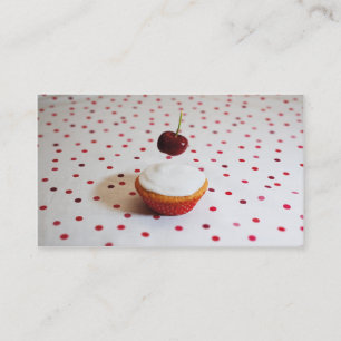 Tarjeta de visita de la torta y de la cereza
