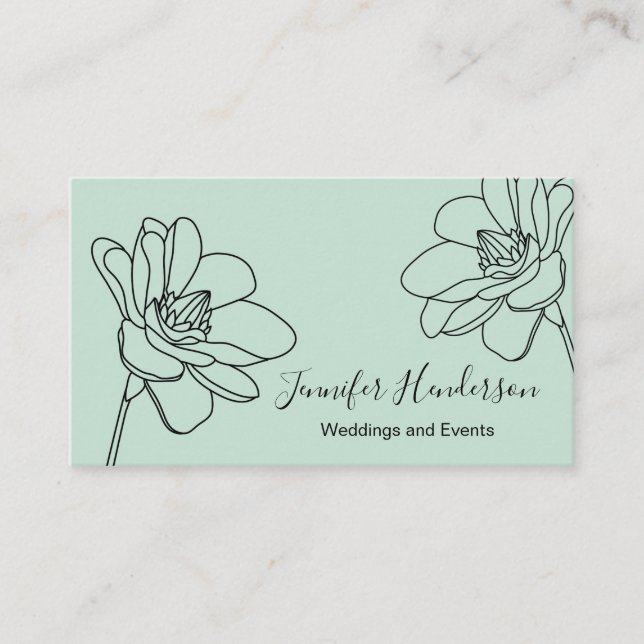 Tarjeta de visita de la verde menta de la flor de (Anverso)
