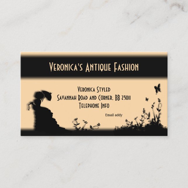 Tarjeta de visita de la victoriana Lady Champagne (Anverso)