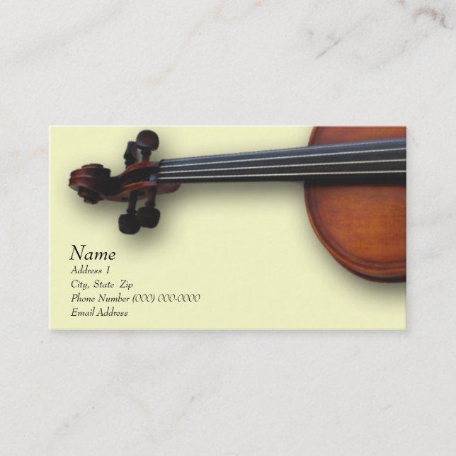 Tarjeta de visita de la viola del violín para el (Anverso)
