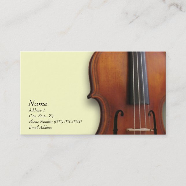 Tarjeta de visita de la viola del violín para el (Anverso)