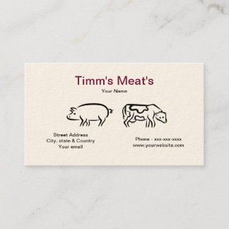Tarjeta de visita de las carnes del cerdo y de la