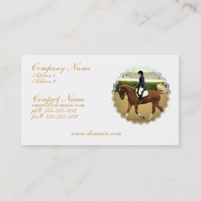 Tarjeta de visita de las extensiones del Dressage (Anverso)