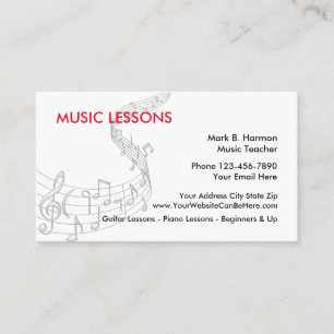 Tarjeta de visita de las lecciones de música nuev