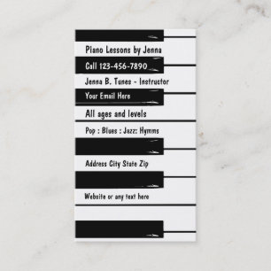 Tarjeta de visita de las lecciones de piano