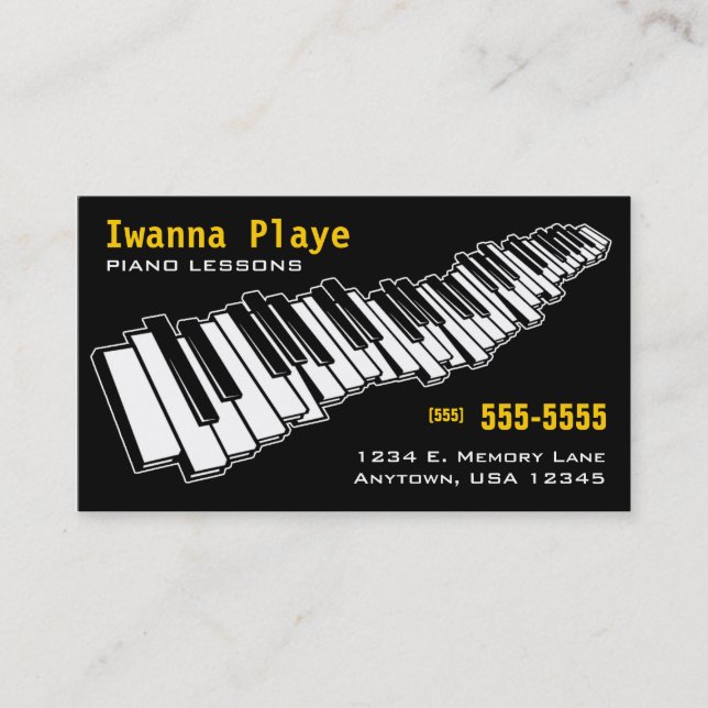 Tarjeta de visita de las lecciones de piano (Anverso)
