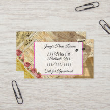 Tarjeta de visita de las lecciones de piano de la