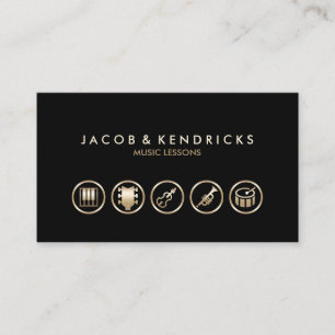 Tarjeta de visita de lecciones de música con icono
