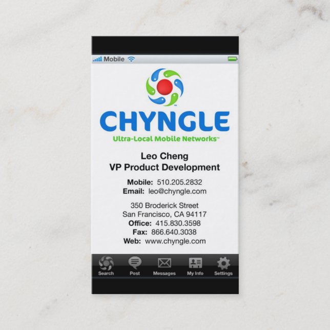 Tarjeta de visita de Leo (Anverso)