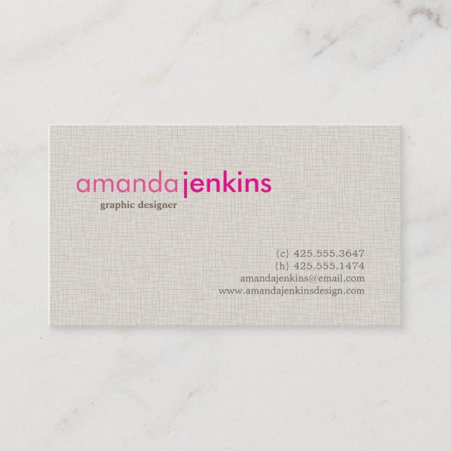 Tarjeta de visita de lino simple (Anverso)