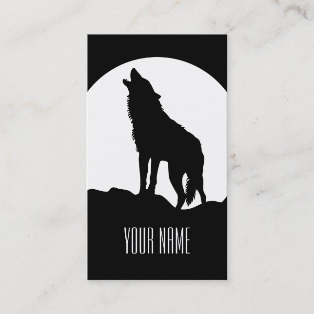 Tarjeta de visita de lobo de Howling Black and whi (Anverso)