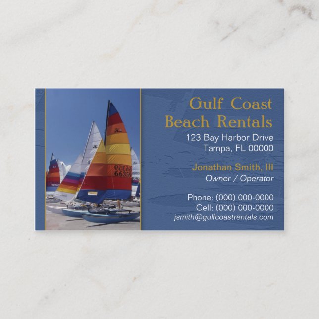 Tarjeta de visita de los alquileres de la playa (Anverso)