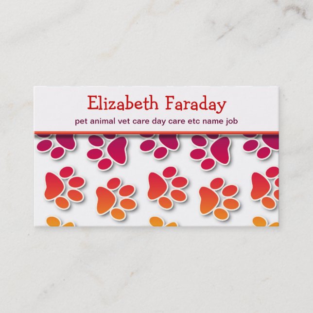 tarjeta de visita de los animales de mascotas (Anverso)