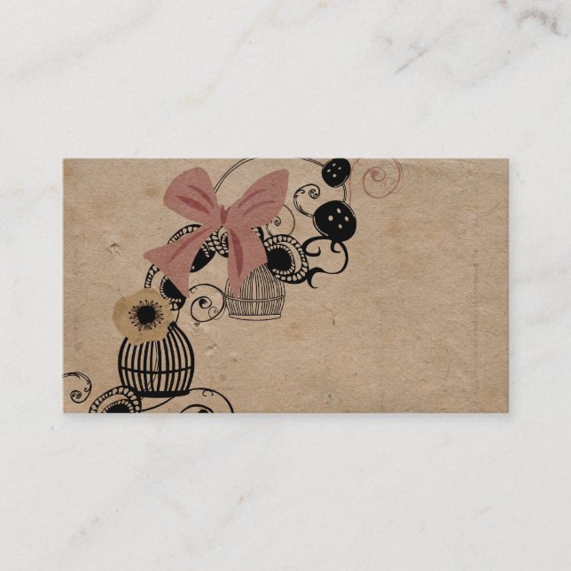 Tarjeta de visita de los birdcages del vintage (Anverso)