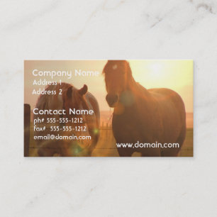 Tarjeta de visita de los caballos de la puesta del