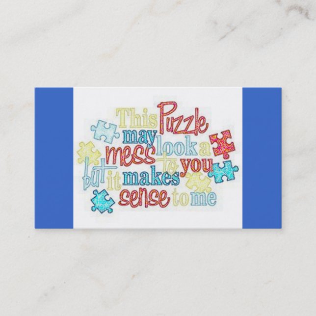 Tarjeta de visita de los hechos del autismo (Anverso)